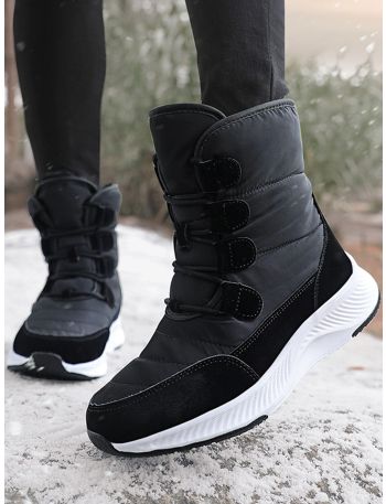 Lace-up Front Fuzzy Snow Boots