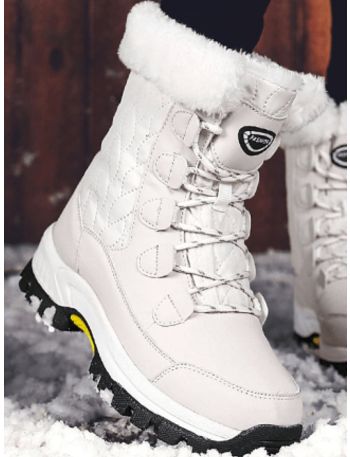 Stitch Detail Lace-up Front Snow Boots