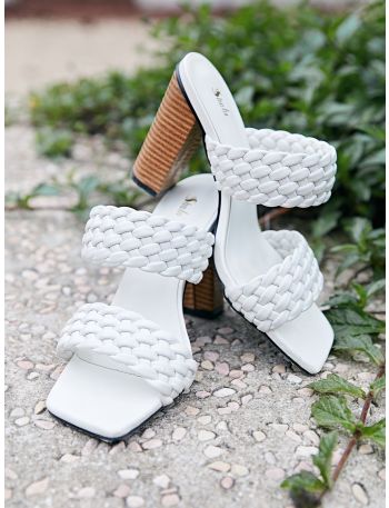 Braided Detail Chunky Heeled Mule Sandals
