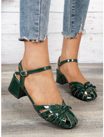 Bow Decor Chunky Heeled Ankle Strap Pumps