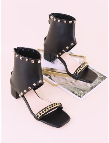 Chain & Studded Decor Sandal Boots