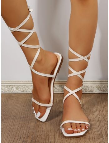 Tie Leg Design Strappy Sandals