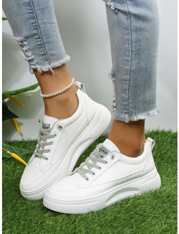 Letter Patch Lace-up Front Skate Shoes
