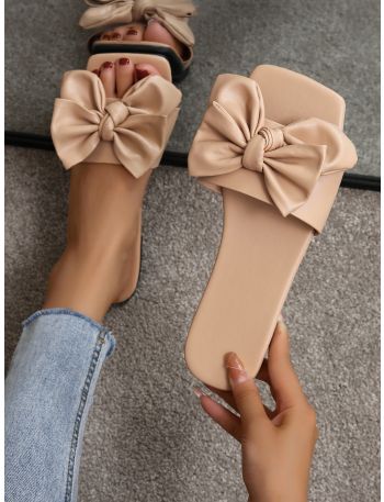 Minimalist Bow Decor Slide Sandals