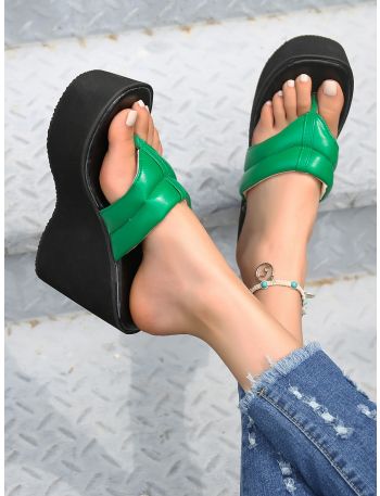 Minimalist Thong Wedge Slide Sandals