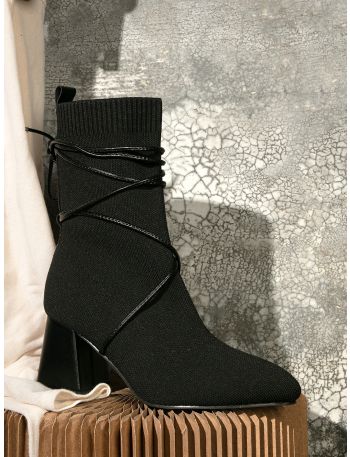 Lace-up Front Sock Boots