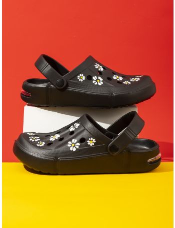 Flower Pattern Hollow Detail Vented Clogs