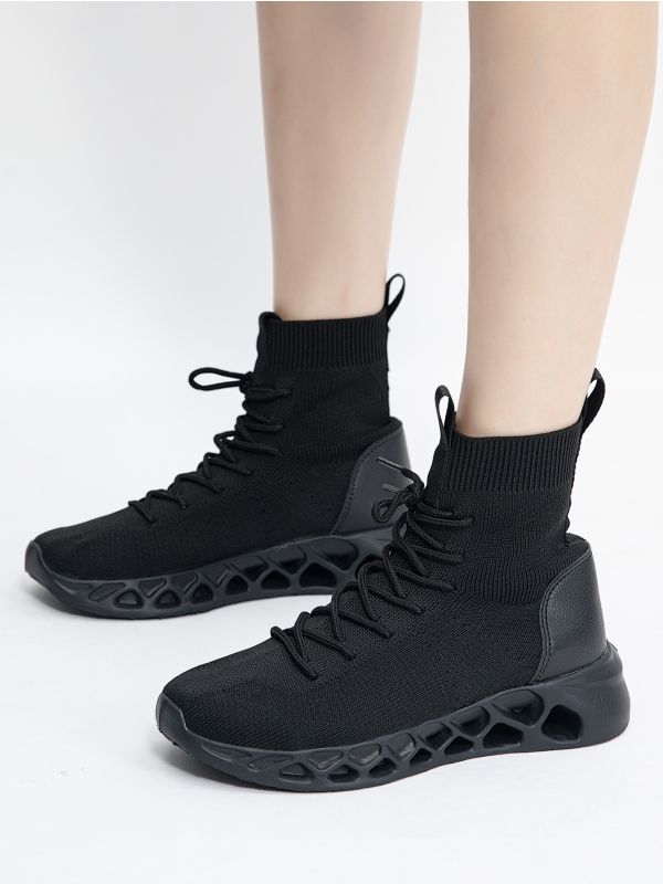 Lace-up Front High Top Sock Sneakers