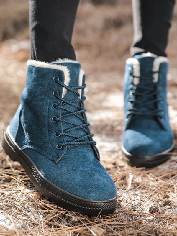 Suede Lace-up Front Snow Boots